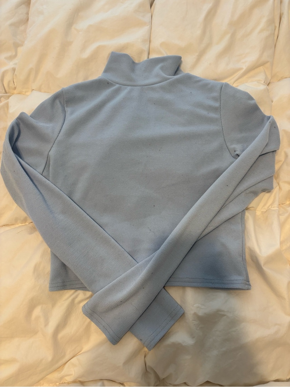 Nasty Gal Powder Blue Ribbed Turtleneck Crop Sweater